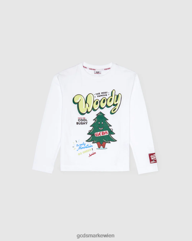 Junior-Weihnachts-Langarm-T-Shirt GCDS Kinder Kleidung Weiß V0XTXR713