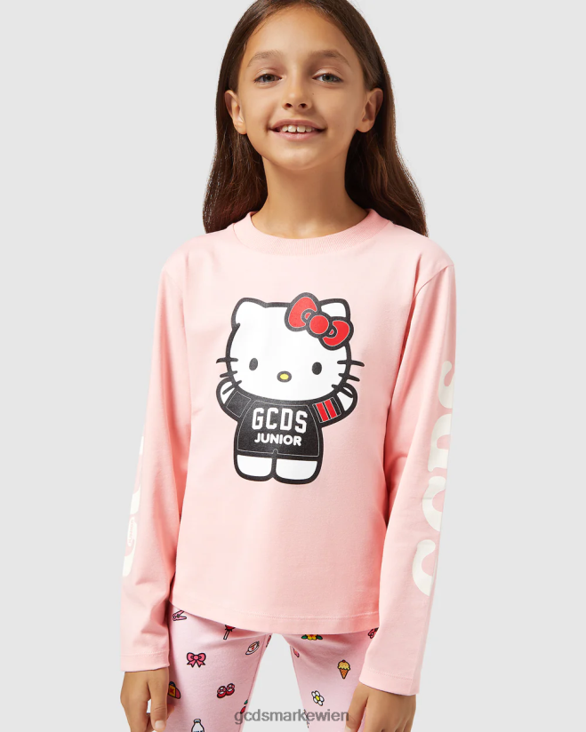 Langarm-T-Shirt „Hello Kitty“ für Junioren GCDS Kinder Kleidung Rosa V0XTXR799