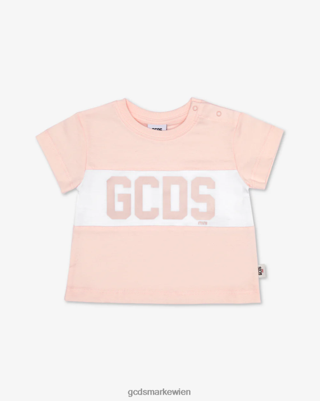 T-Shirt mit Baby-Logoband GCDS Kinder Kleidung Perlrose V0XTXR635
