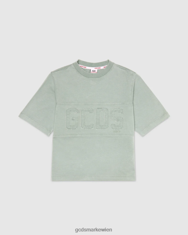 Überfärbtes Junior-T-Shirt mit Logoband GCDS Kinder Kleidung Grün V0XTXR707