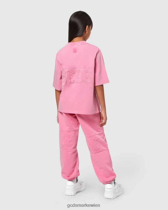 Überfärbtes Junior-T-Shirt mit Logoband GCDS Kinder Kleidung Wiege rosa V0XTXR708