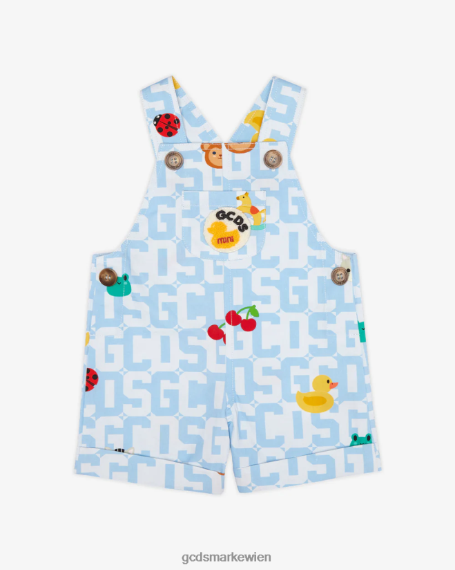 Baby-Monogramm-Tiere-Latzhose GCDS Kinder Kleidung hellblau V0XTXR608
