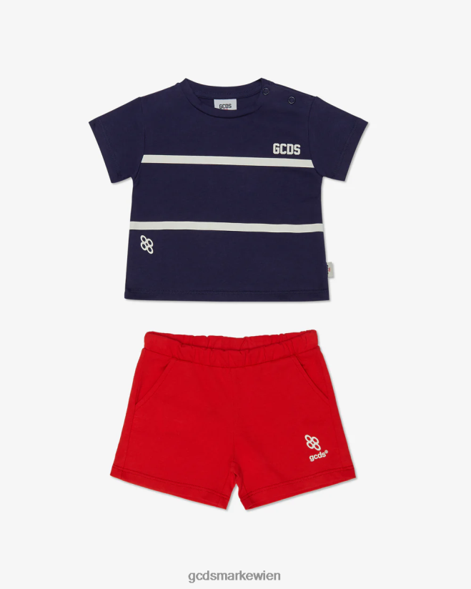 Baby-Trainingsanzug mit Logo und niedrigem Bund GCDS Kinder Kleidung Blau Rot V0XTXR603