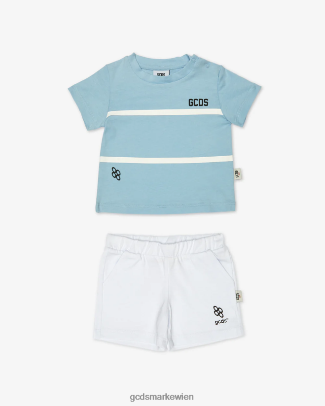 Baby-Trainingsanzug mit Logo und niedrigem Bund GCDS Kinder Kleidung Engelblau/Weiß V0XTXR602