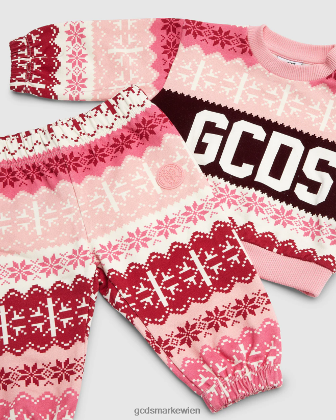Weihnachts-Trainingsanzug mit Baby-Logoband GCDS Kinder Kleidung Rosa V0XTXR593