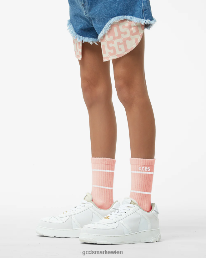 Niedrige Junior-Socken mit Logoband GCDS Kinder Zubehörteil Rosa V0XTXR772