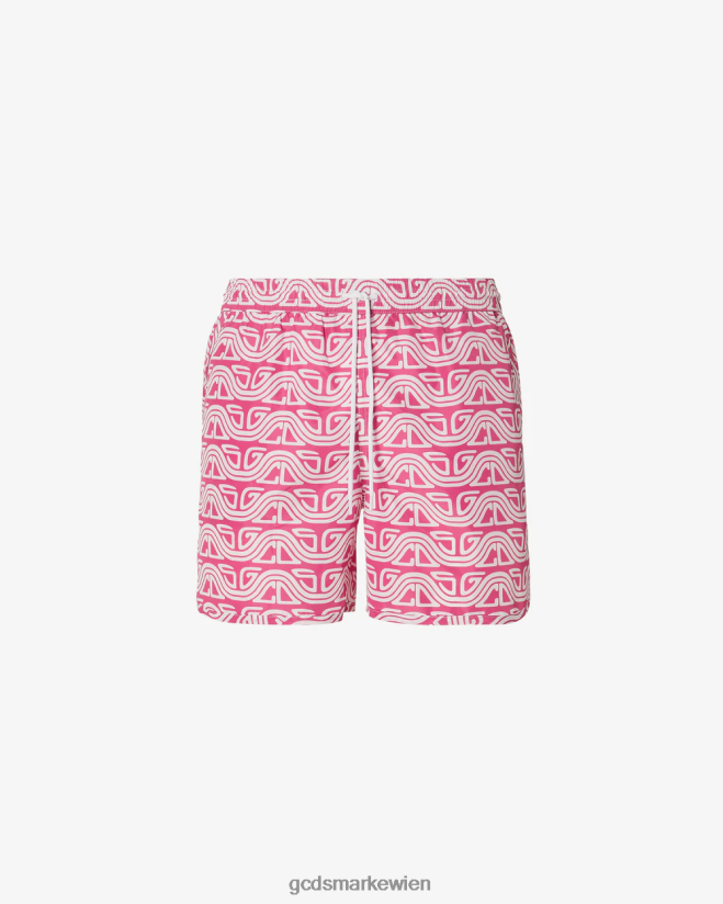 Badeshorts mit durchgehendem Wellenlogo-Print GCDS Männer Kleidung Fuchsie V0XTXR158