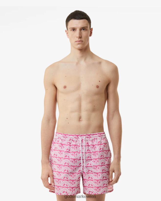 Badeshorts mit durchgehendem Wellenlogo-Print GCDS Männer Kleidung Fuchsie V0XTXR158