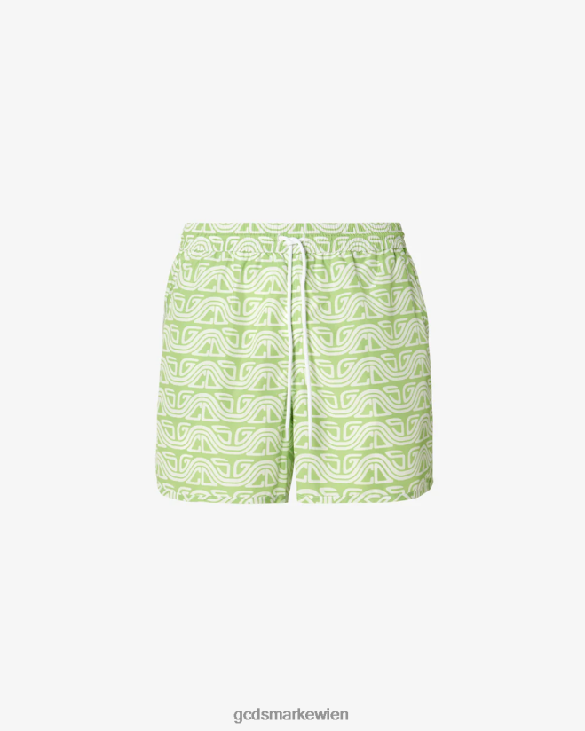Badeshorts mit durchgehendem Wellenlogo-Print GCDS Männer Kleidung Kalk V0XTXR156