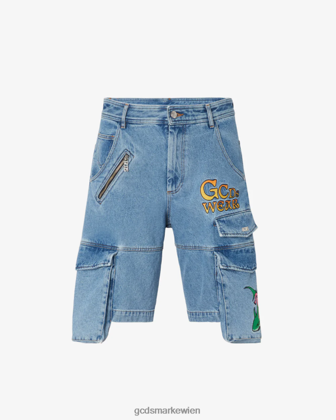 Bestickte Ultracargo-Denim-Bermuda GCDS Männer Kleidung neues hellblau V0XTXR126