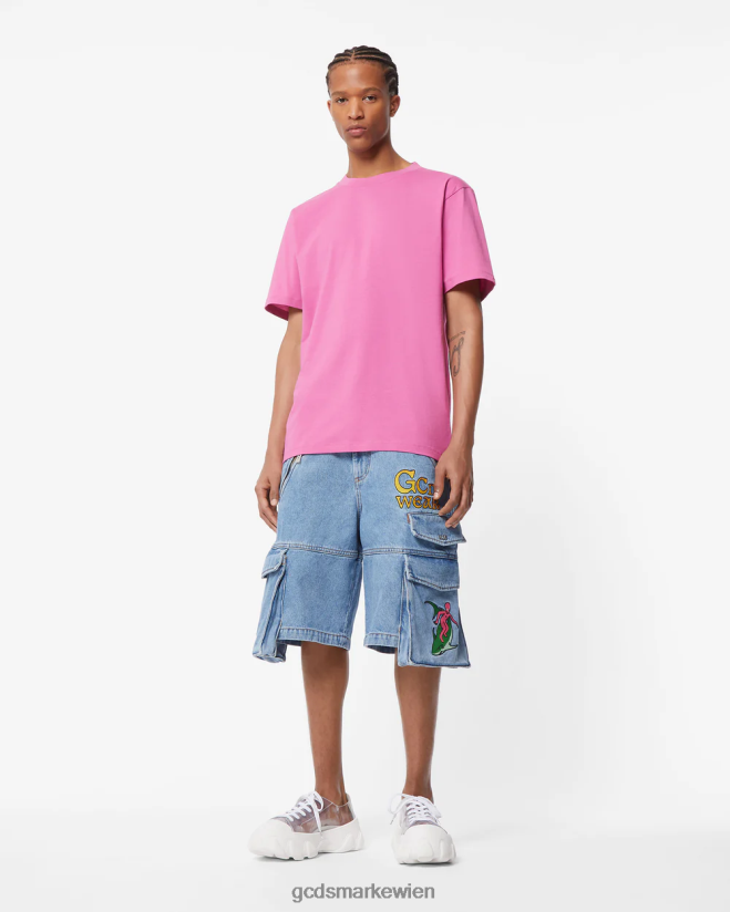 Bestickte Ultracargo-Denim-Bermuda GCDS Männer Kleidung neues hellblau V0XTXR126