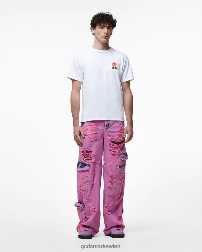 Hose aus gebleichtem Ultracargo-Denim GCDS Männer Kleidung Fuchsie V0XTXR117