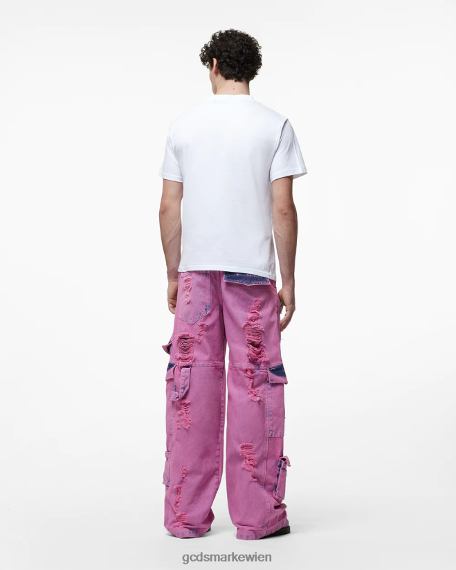 Hose aus gebleichtem Ultracargo-Denim GCDS Männer Kleidung Fuchsie V0XTXR117