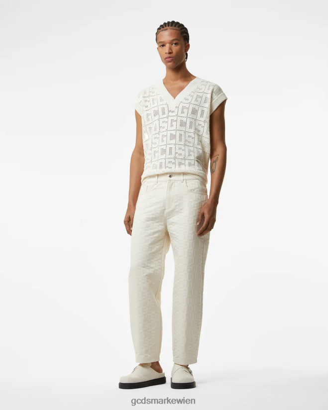 Ultraweite Hose mit Monogramm GCDS Männer Kleidung cremefarben V0XTXR123