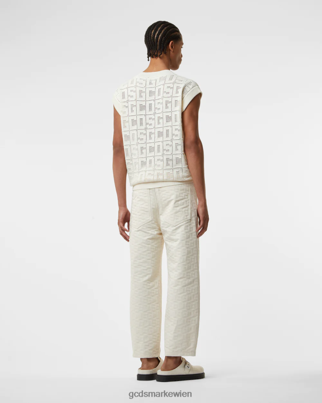 Ultraweite Hose mit Monogramm GCDS Männer Kleidung cremefarben V0XTXR123