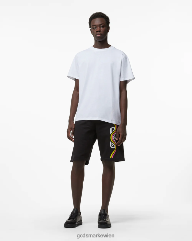 Übergroße Bermuda mit Wellenlogo GCDS Männer Kleidung Schwarz V0XTXR138