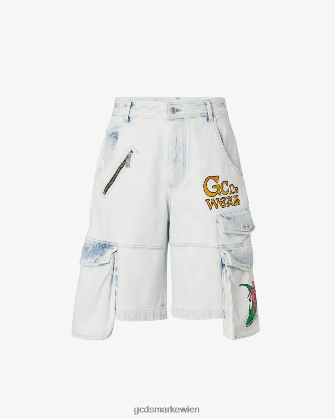 gebleichte, bestickte Ultracargo-Bermuda GCDS Männer Kleidung Weiß V0XTXR127
