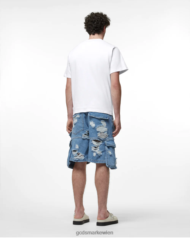 zerrissene Ultracargo-Denim-Bermuda GCDS Männer Kleidung neues hellblau V0XTXR125