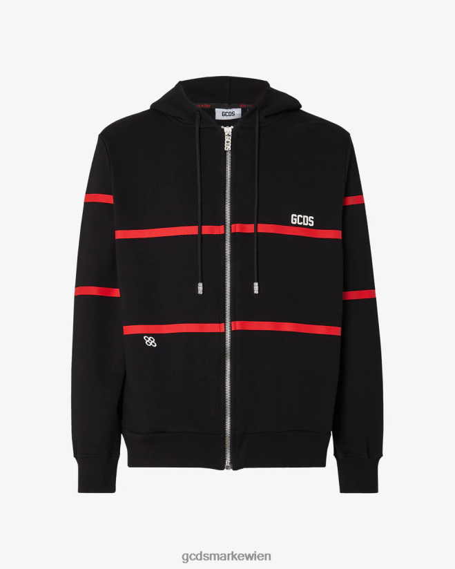 Kapuzenpullover mit niedrigem Logoband und Reißverschluss GCDS Männer Kleidung Schwarz V0XTXR56