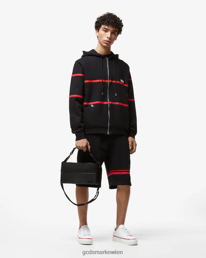 Kapuzenpullover mit niedrigem Logoband und Reißverschluss GCDS Männer Kleidung Schwarz V0XTXR56