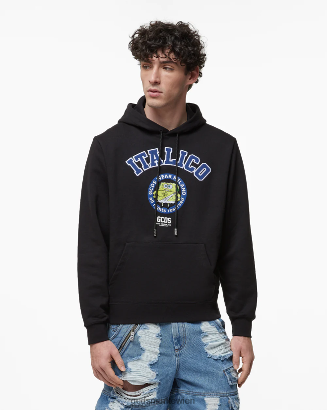 Normaler Kapuzenpullover mit Spongebob-Italico-Print GCDS Männer Kleidung Schwarz V0XTXR53