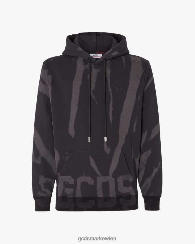 Normaler Kapuzenpullover mit niedrigem Band und Print GCDS Männer Kleidung Schwarz V0XTXR64