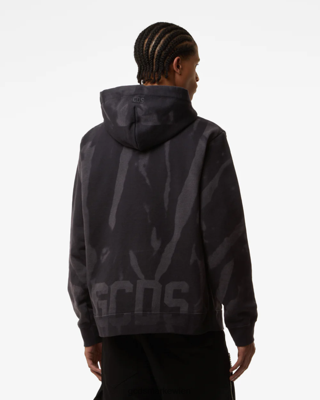 Normaler Kapuzenpullover mit niedrigem Band und Print GCDS Männer Kleidung Schwarz V0XTXR64