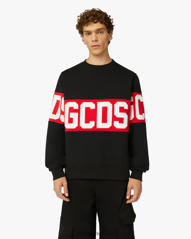 Normaler Rundhalsausschnitt mit Logoband GCDS Männer Kleidung Schwarz V0XTXR75