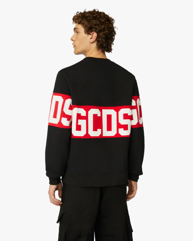 Normaler Rundhalsausschnitt mit Logoband GCDS Männer Kleidung Schwarz V0XTXR75