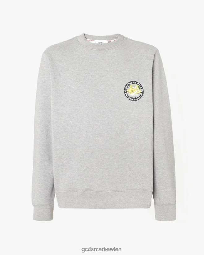 Normaler Rundhalsausschnitt mit Spongebob-Italico-Print GCDS Männer Kleidung grau V0XTXR52