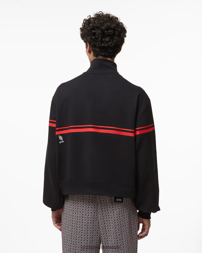 Stehkragenpullover mit tiefem Logoband GCDS Männer Kleidung Schwarz V0XTXR55