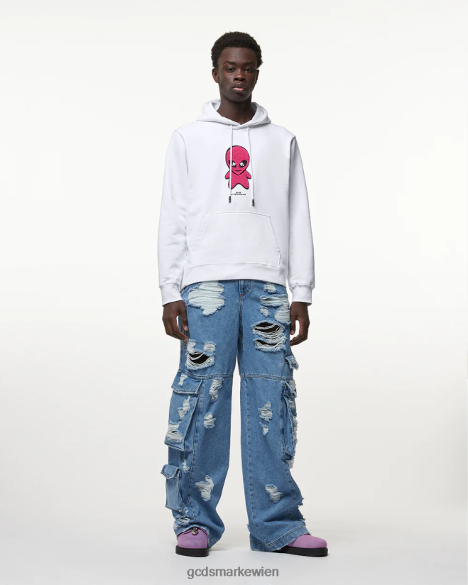 Wirdo regulärer Kapuzenpullover GCDS Männer Kleidung Weiß V0XTXR62