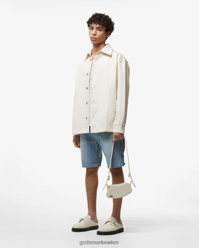 Baumwoll-Overshirt mit Monogramm GCDS Männer Kleidung cremefarben V0XTXR2
