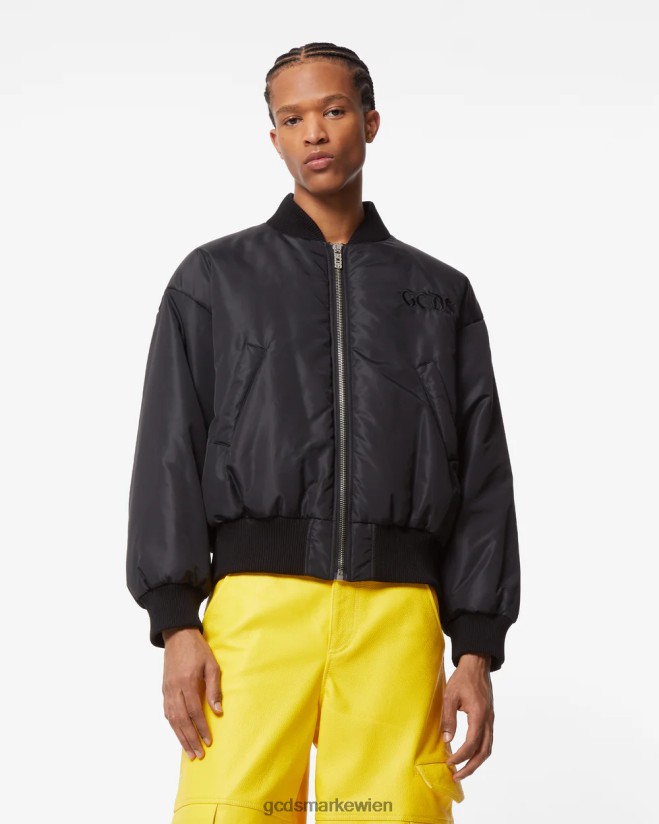 Kurze Bomberjacke mit Spongebob-Stickerei GCDS Männer Kleidung Schwarz V0XTXR7