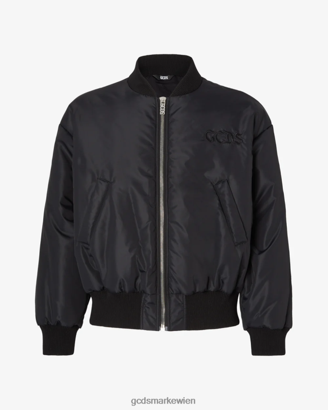 Kurze Bomberjacke mit Spongebob-Stickerei GCDS Männer Kleidung Schwarz V0XTXR7