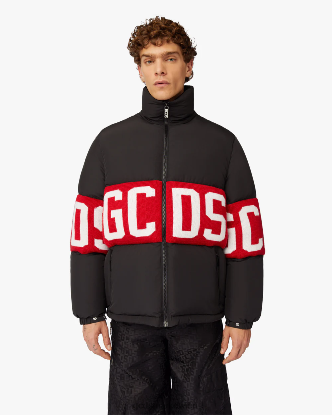 Pufferjacke mit Logoband GCDS Männer Kleidung Schwarz V0XTXR12