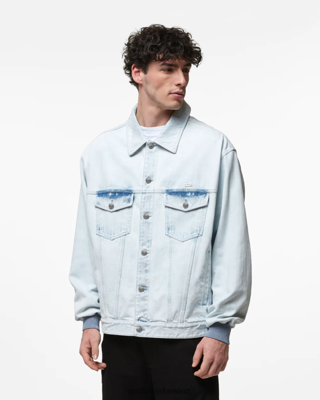 gebleichte Jeansjacke GCDS Männer Kleidung Weiß V0XTXR10