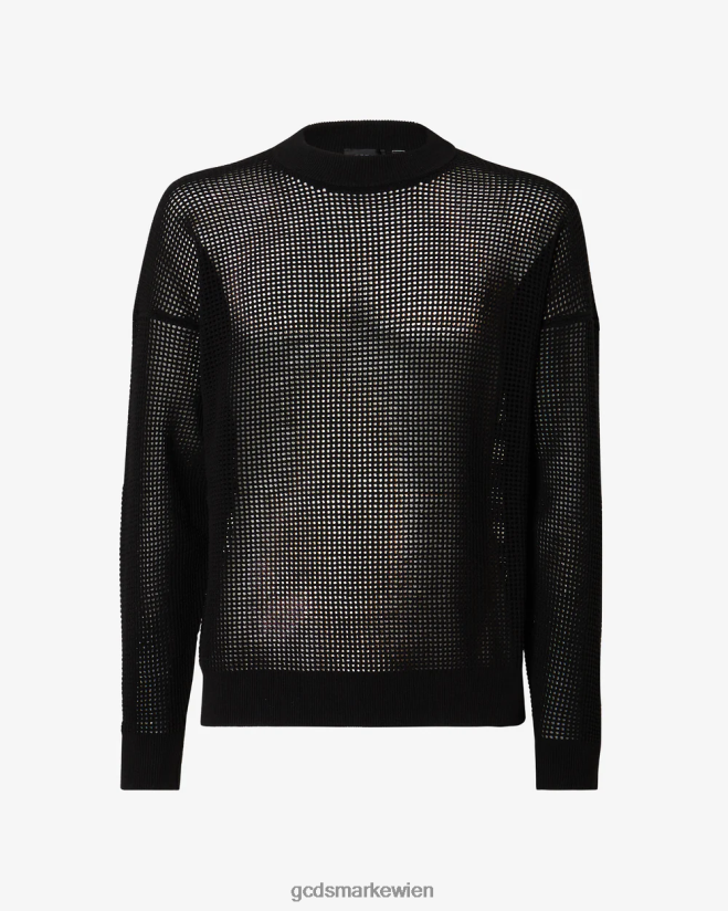 Makramee-Pullover mit Logo GCDS Männer Kleidung Schwarz V0XTXR21