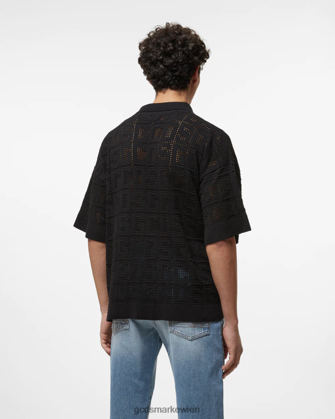 Monogramm-Makramee-Shirt GCDS Männer Kleidung Schwarz V0XTXR19