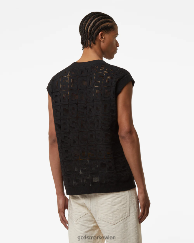 Monogramm-Makramee-Weste GCDS Männer Kleidung Schwarz V0XTXR18