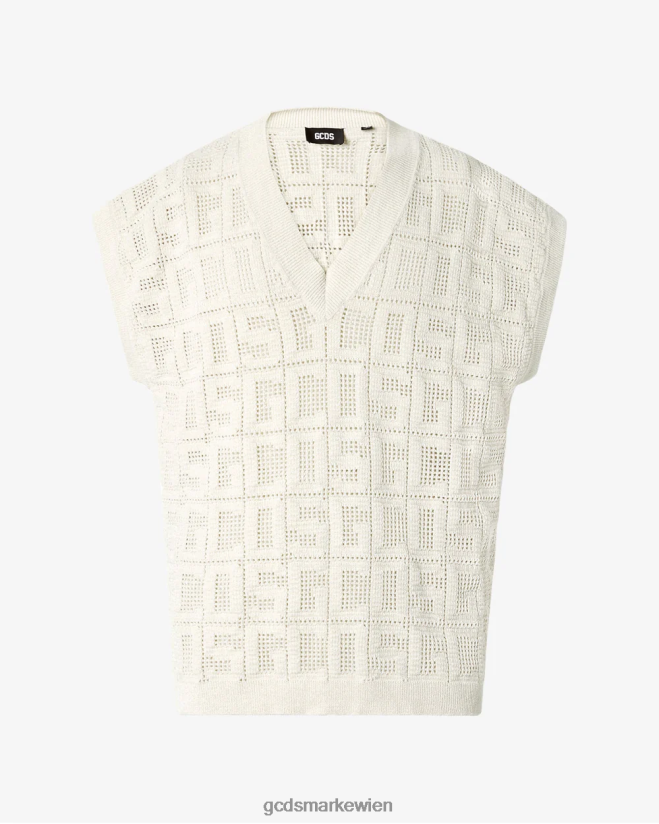 Monogramm-Makramee-Weste GCDS Männer Kleidung cremefarben V0XTXR15