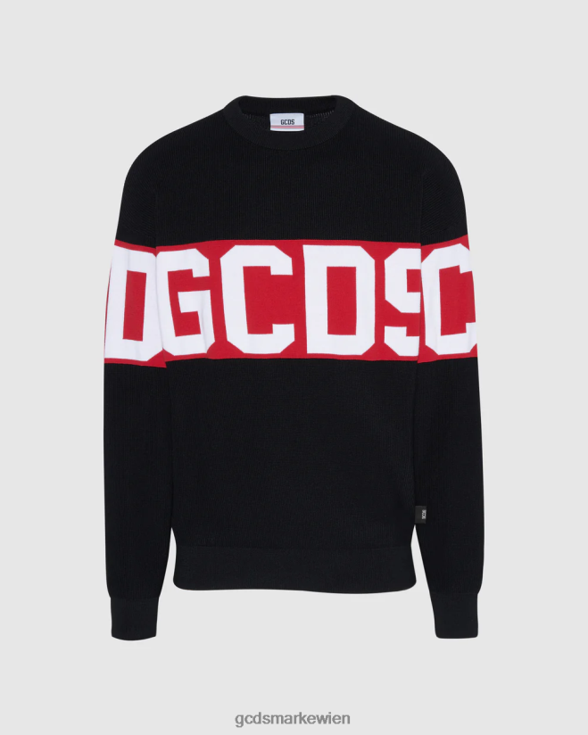 Pullover aus Baumwolle mit Logoband GCDS Männer Kleidung Schwarz V0XTXR43