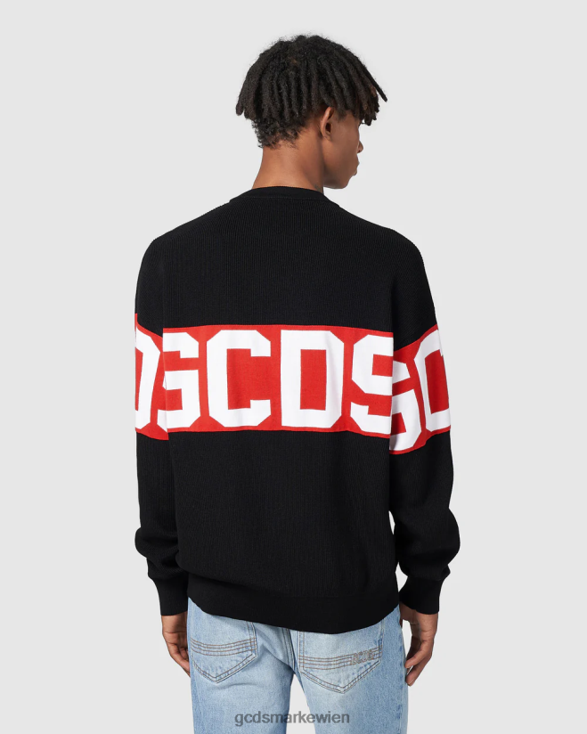Pullover aus Baumwolle mit Logoband GCDS Männer Kleidung Schwarz V0XTXR43