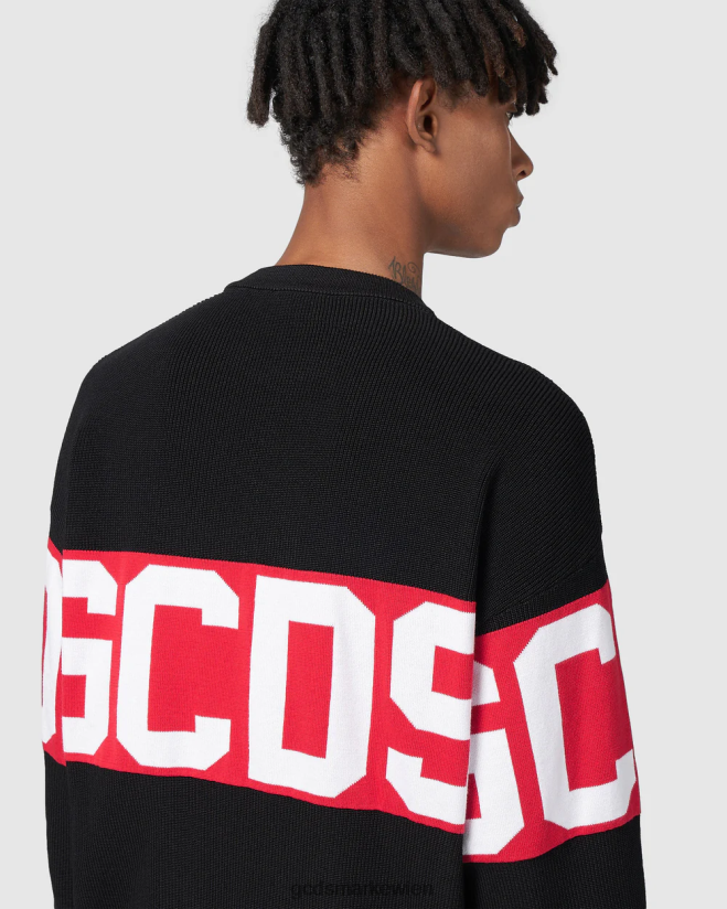 Pullover aus Baumwolle mit Logoband GCDS Männer Kleidung Schwarz V0XTXR43
