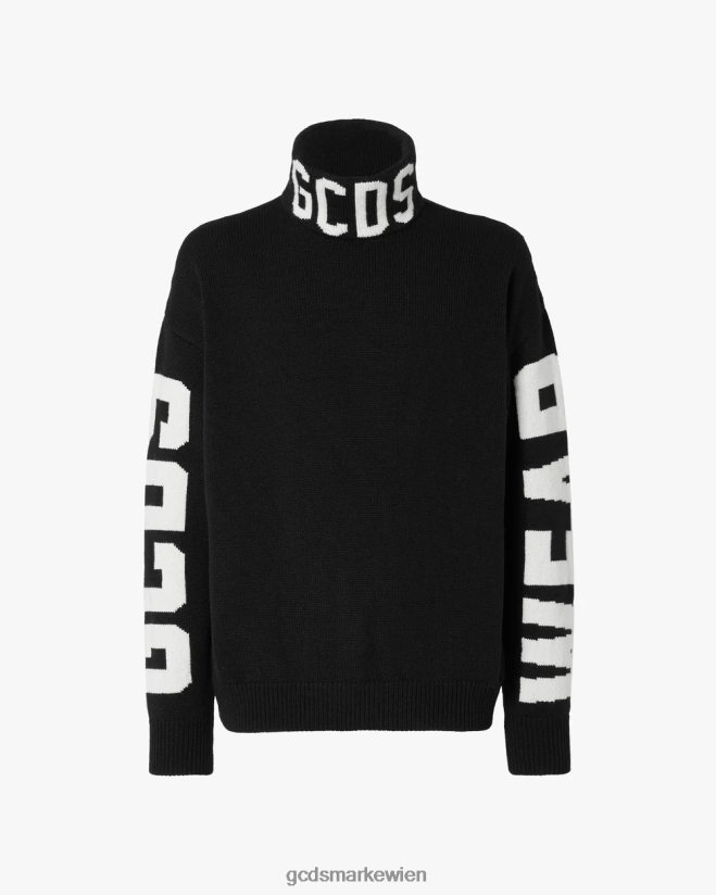 Rollkragenpullover mit Logo GCDS Männer Kleidung Schwarz V0XTXR40