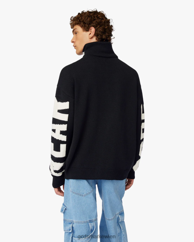 Rollkragenpullover mit Logo GCDS Männer Kleidung Schwarz V0XTXR40