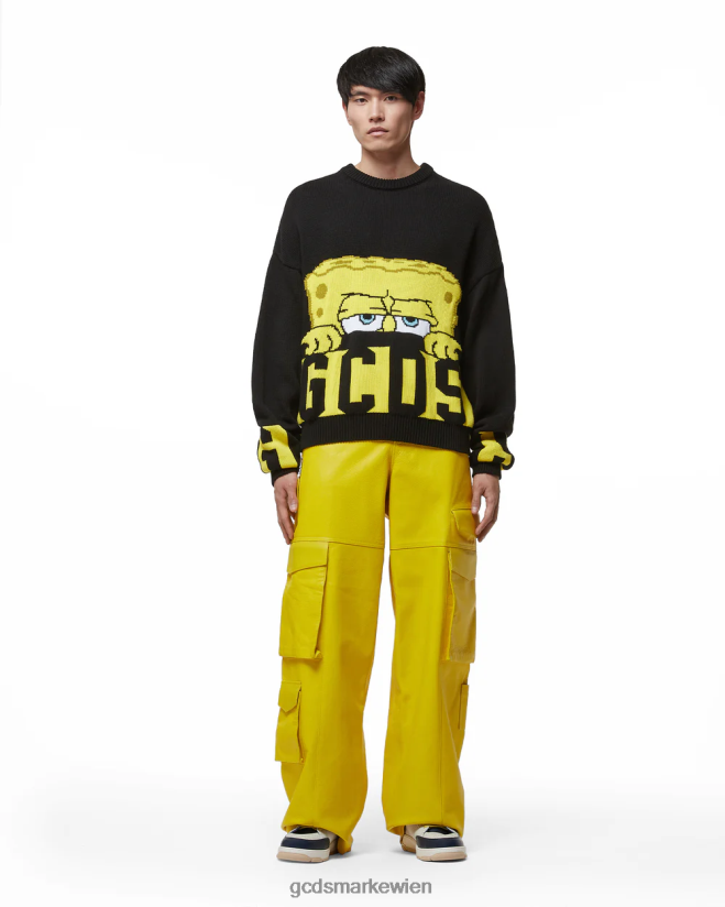 Spongebob-Pullover mit niedrigem Band und Logo GCDS Männer Kleidung Schwarz V0XTXR39