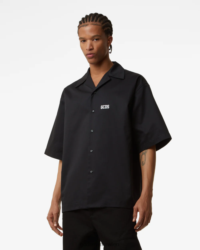 Bowlingshirt mit niedrigem Bund GCDS Männer Kleidung Schwarz V0XTXR85