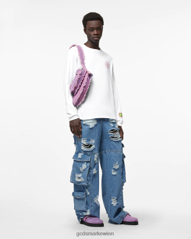 Langärmliges T-Shirt mit Surfing-Wirdo-Aufdruck GCDS Männer Kleidung Weiß V0XTXR102