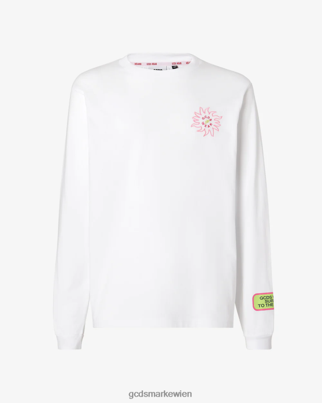 Langärmliges T-Shirt mit Surfing-Wirdo-Aufdruck GCDS Männer Kleidung Weiß V0XTXR102